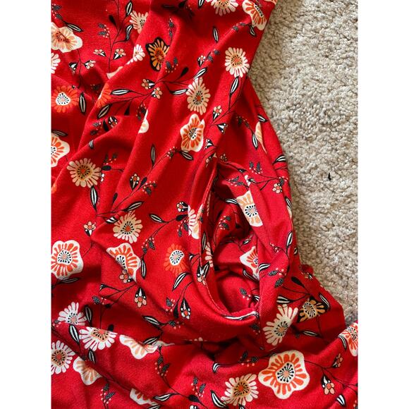 NWT Salaam Small Floral Dress Made in USA Pockets Red 3/4 Sleeve Stretch Summer - Picture 7 of 10